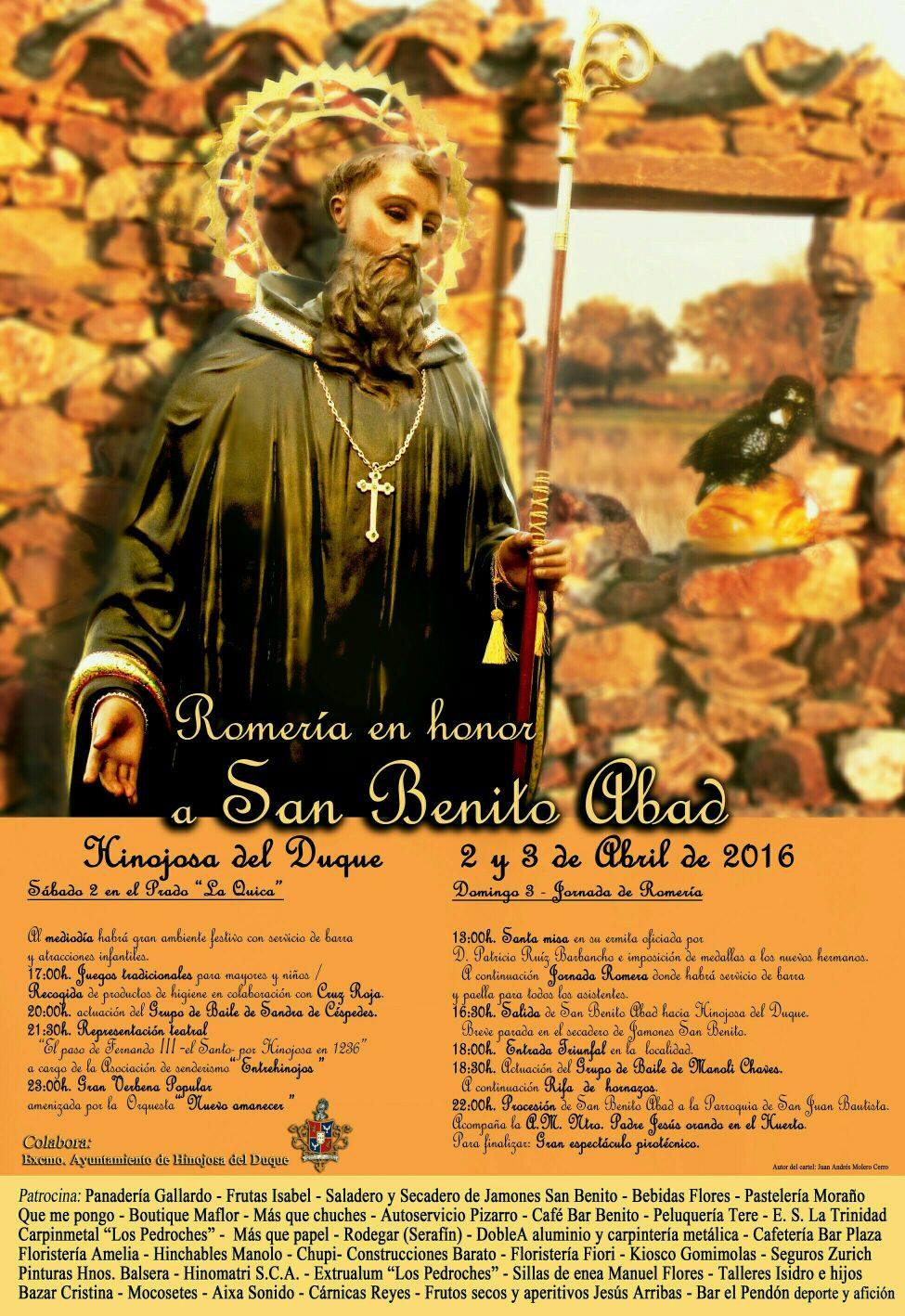 Cartel de Despedida de honor y Romería a San Benito abad 2016